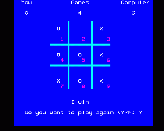 Noughts And Crosses Screenshot 5 (BBC Model B)