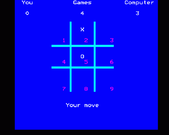 Noughts And Crosses Screenshot 6 (BBC Model B)