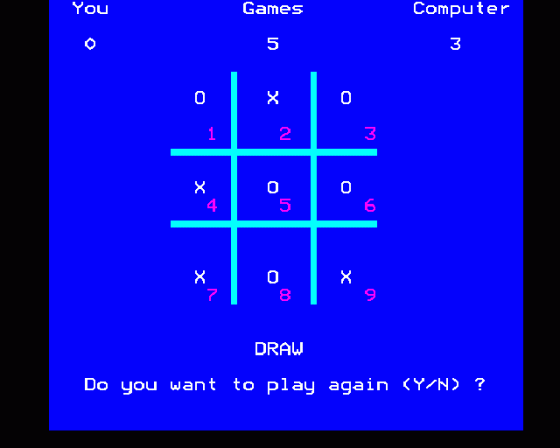 Noughts And Crosses Screenshot 7 (BBC Model B)