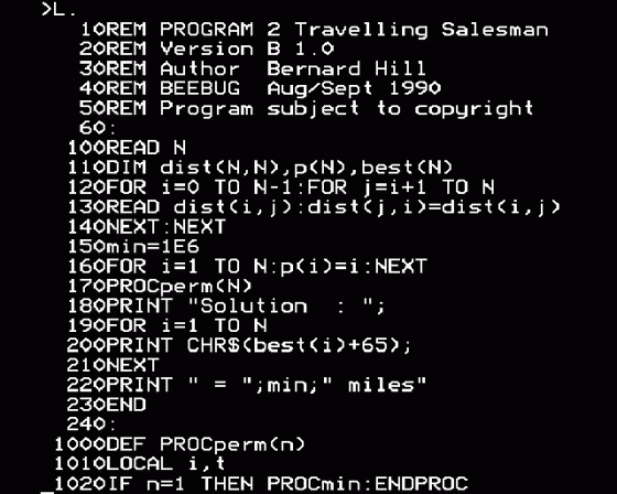 Beebug Workshop: Travelling Salesman Problem