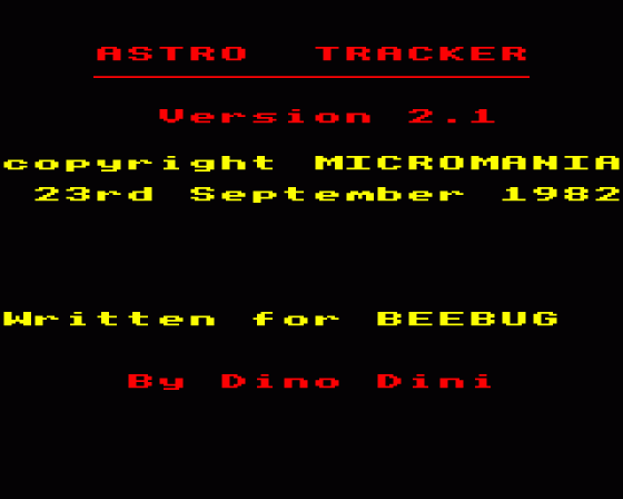 Astro Tracker Screenshot 10 (BBC Model B)