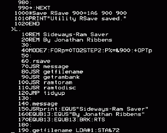 First Course: Using Sideways RAM