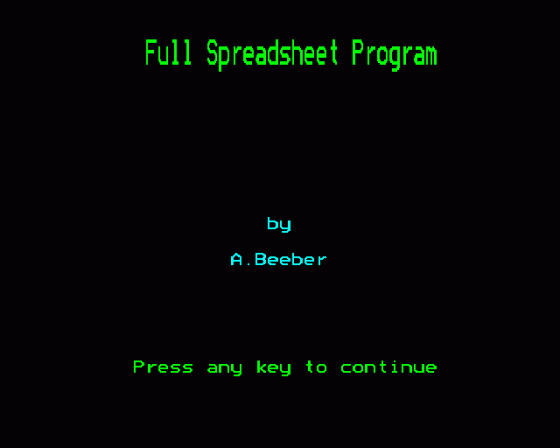 Full Spreadsheet Program