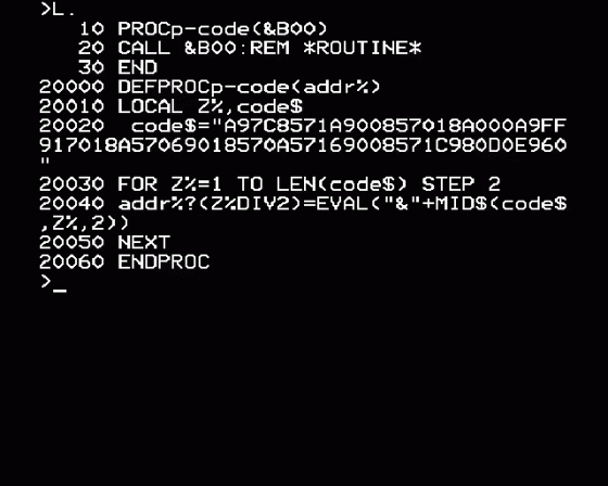 Machine Code In BASIC