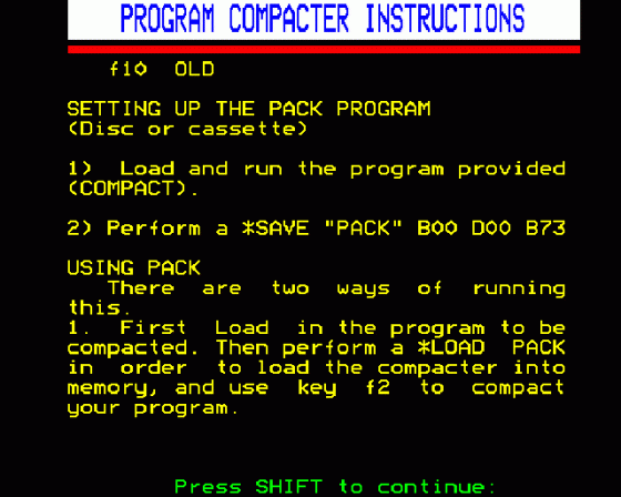 Program Compactor Text