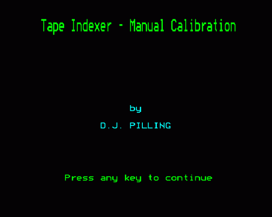 Tape Indexer: Manual Calibration