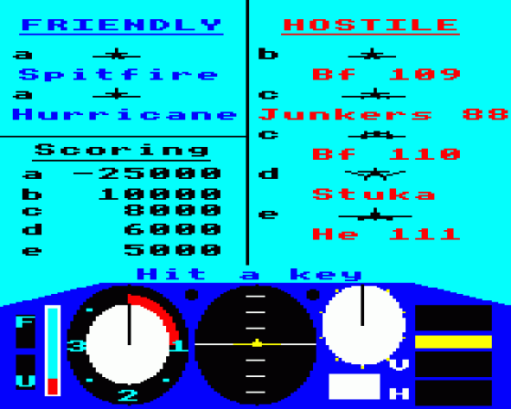 Battle Of Britain Screenshot 7 (BBC Model B)