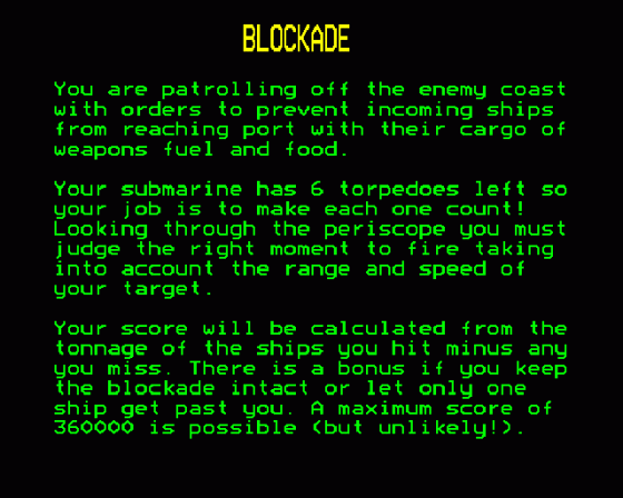 Blockade Screenshot 9 (BBC Model B)