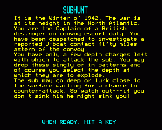 Subhunt Screenshot 8 (BBC Model B)