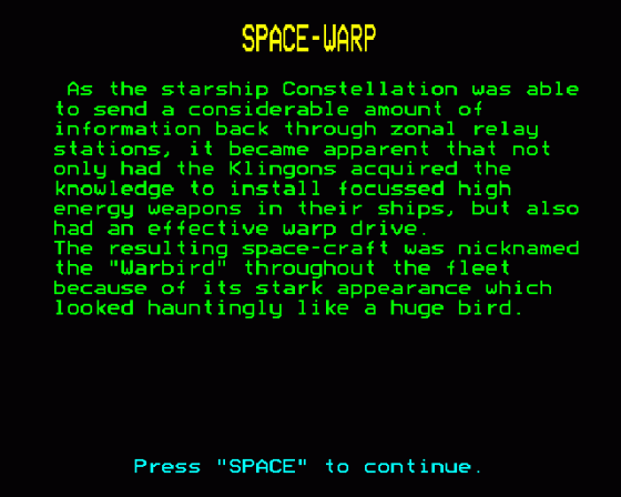 Spacewarp Screenshot 10 (BBC Model B)