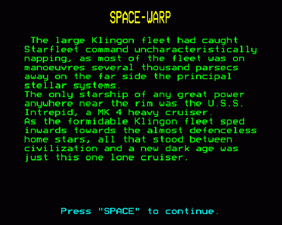 Spacewarp Screenshot 11 (BBC Model B)