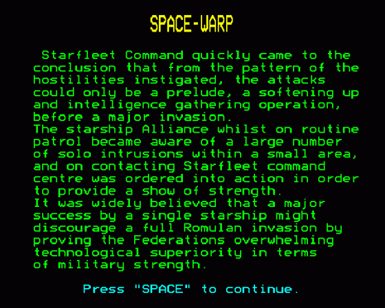 Spacewarp Screenshot 13 (BBC Model B)