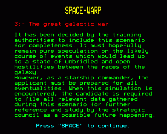 Spacewarp Screenshot 14 (BBC Model B)