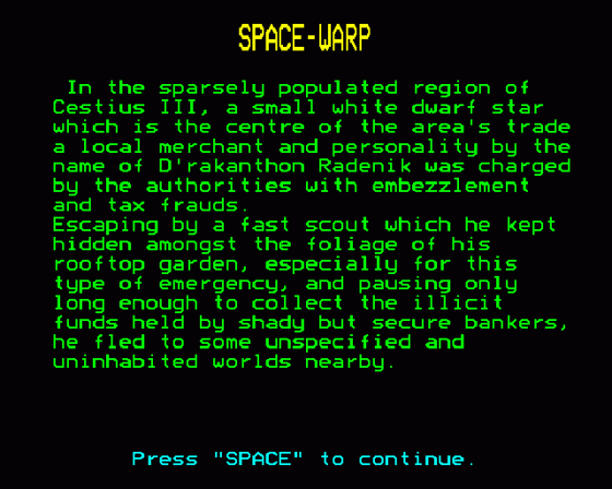 Spacewarp Screenshot 16 (BBC Model B)