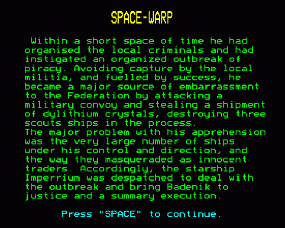 Spacewarp Screenshot 17 (BBC Model B)