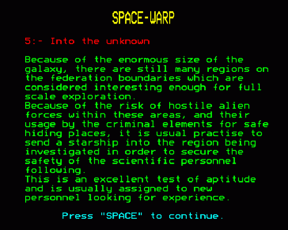 Spacewarp Screenshot 18 (BBC Model B)