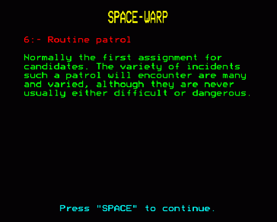 Spacewarp Screenshot 19 (BBC Model B)