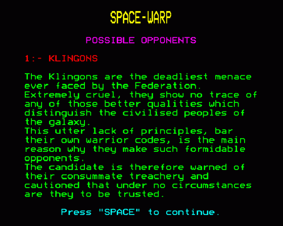 Spacewarp Screenshot 20 (BBC Model B)