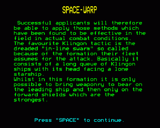 Spacewarp Screenshot 22 (BBC Model B)