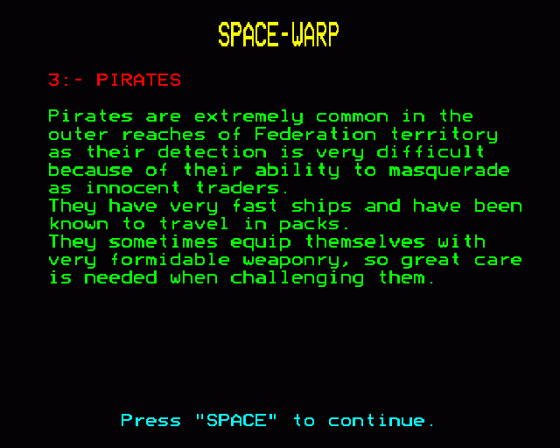 Spacewarp Screenshot 26 (BBC Model B)