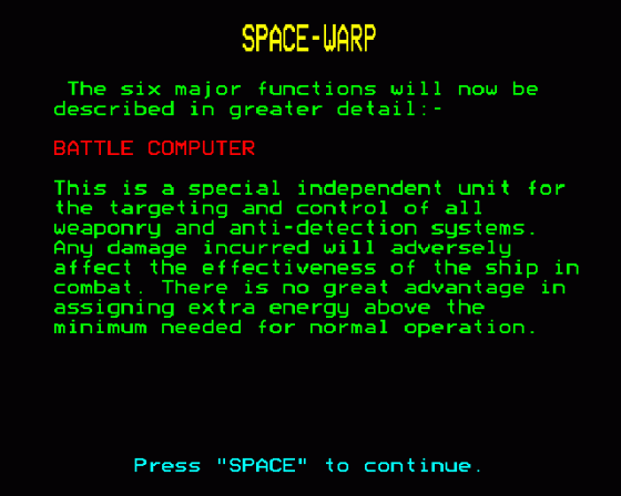 Spacewarp Screenshot 29 (BBC Model B)