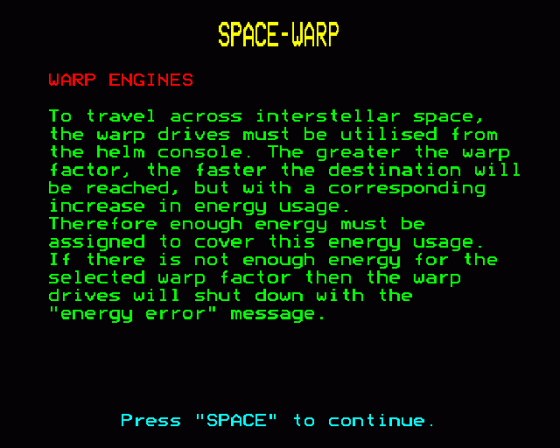 Spacewarp Screenshot 30 (BBC Model B)