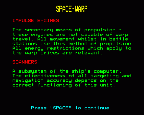 Spacewarp Screenshot 31 (BBC Model B)