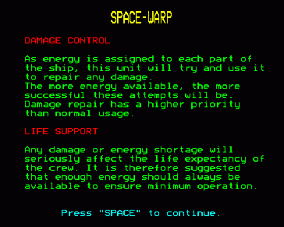 Spacewarp Screenshot 32 (BBC Model B)