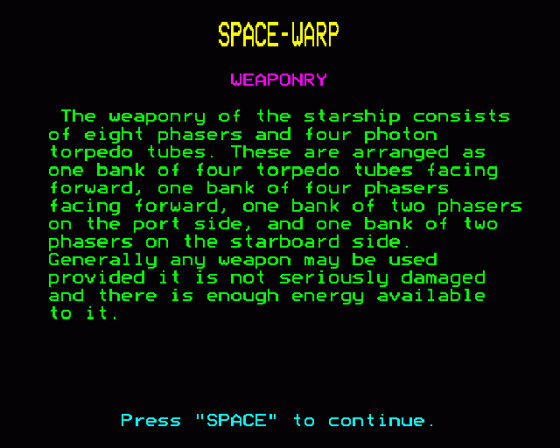 Spacewarp Screenshot 33 (BBC Model B)