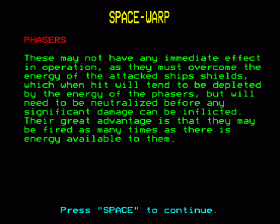 Spacewarp Screenshot 34 (BBC Model B)