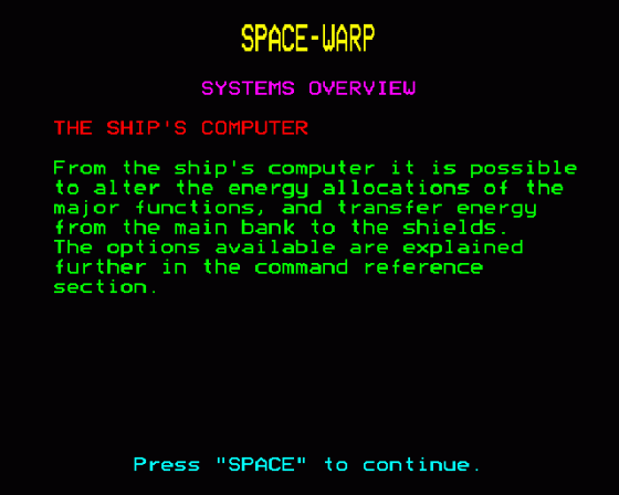 Spacewarp Screenshot 36 (BBC Model B)