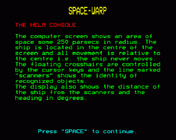 Spacewarp Screenshot 37 (BBC Model B)