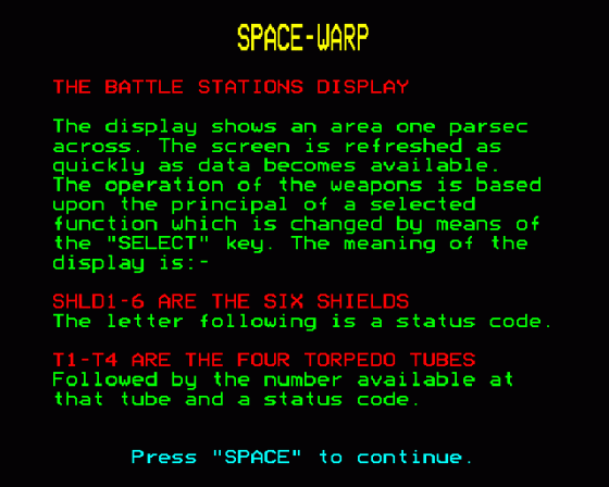 Spacewarp Screenshot 39 (BBC Model B)