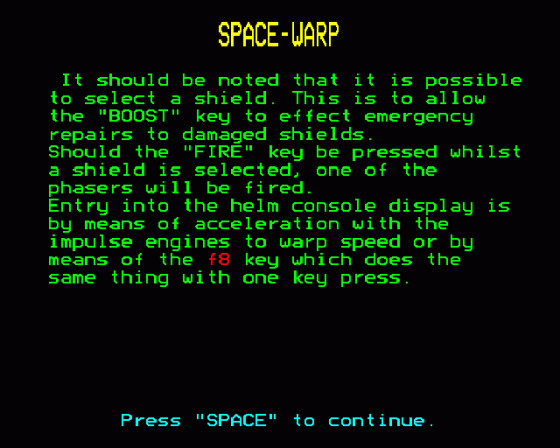 Spacewarp Screenshot 41 (BBC Model B)