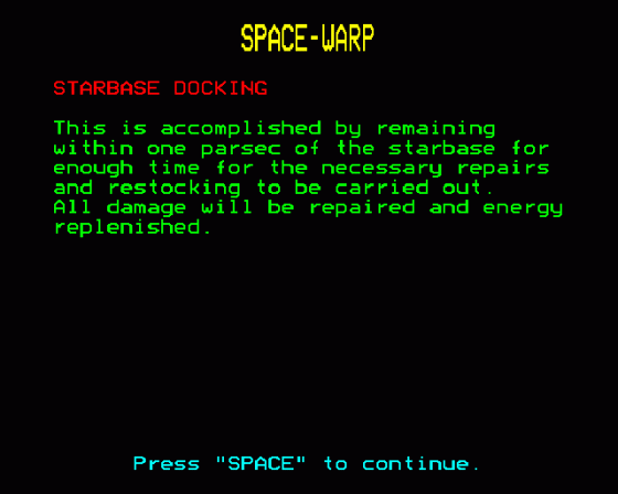 Spacewarp Screenshot 43 (BBC Model B)