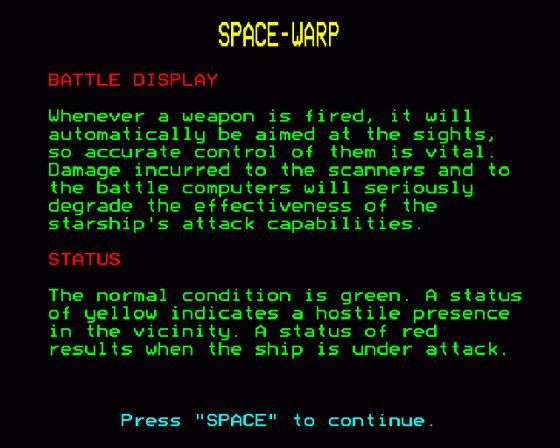 Spacewarp Screenshot 46 (BBC Model B)