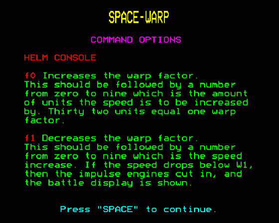 Spacewarp Screenshot 48 (BBC Model B)