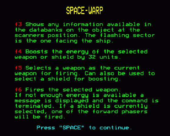 Spacewarp Screenshot 52 (BBC Model B)