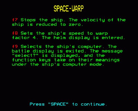 Spacewarp Screenshot 53 (BBC Model B)