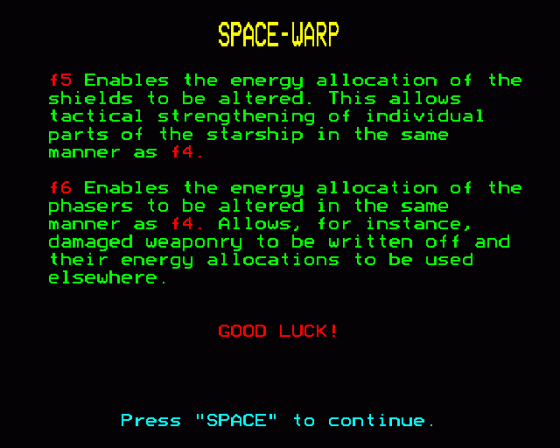 Spacewarp Screenshot 57 (BBC Model B)