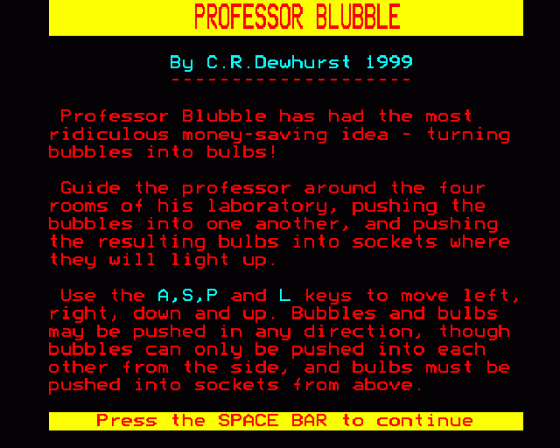 Professor Blubble Screenshot 12 (BBC Model B)