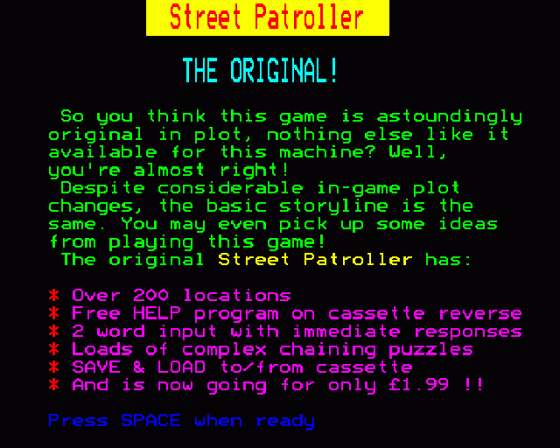 Street Patroller The Remix Screenshot 16 (BBC Model B)