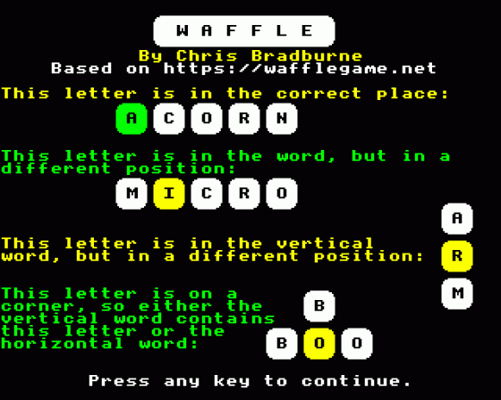 Waffle Screenshot 11 (BBC B/B+/Master 128)