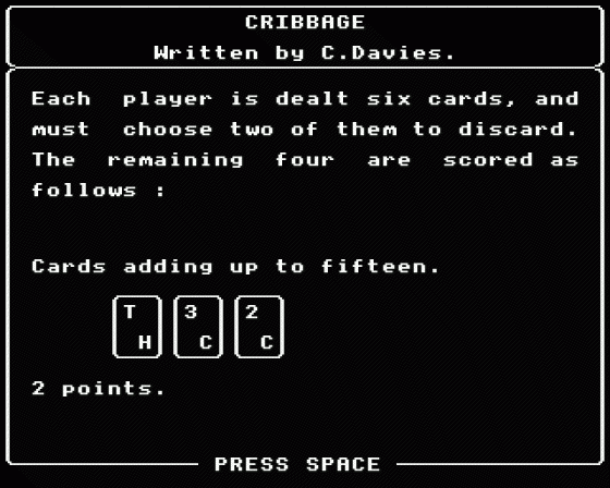 Cribbage Screenshot 5 (BBC B/B+/Master 128)