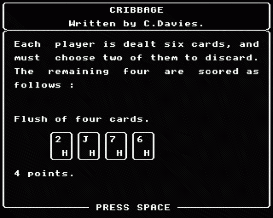 Cribbage Screenshot 7 (BBC B/B+/Master 128)