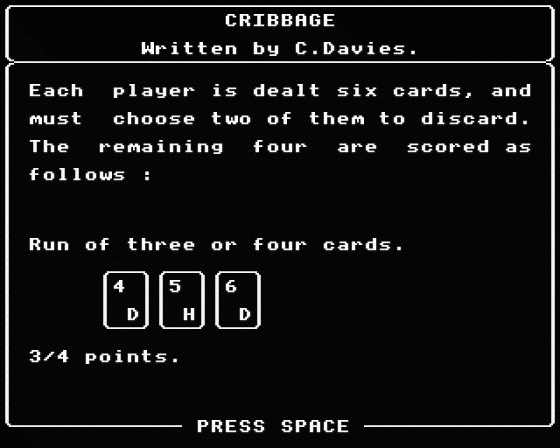 Cribbage Screenshot 8 (BBC B/B+/Master 128)