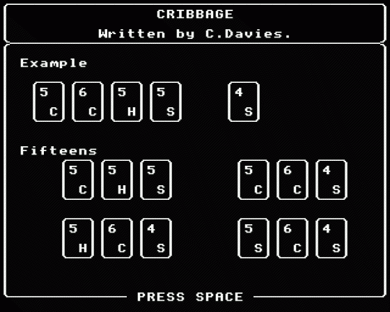 Cribbage Screenshot 14 (BBC B/B+/Master 128)