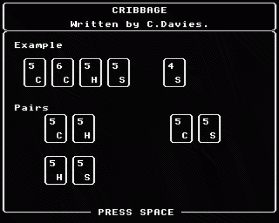 Cribbage Screenshot 15 (BBC B/B+/Master 128)