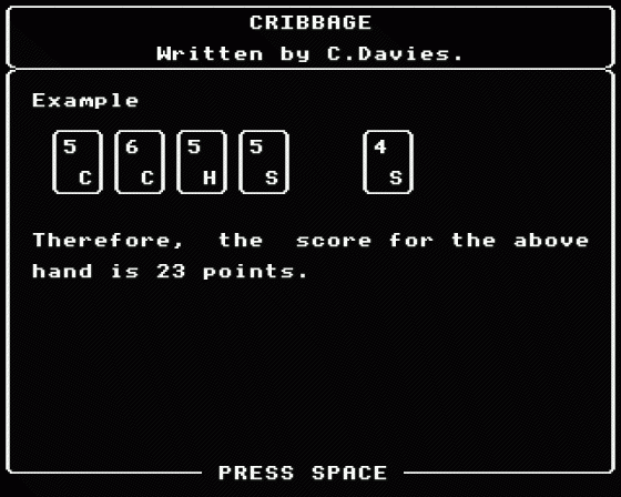 Cribbage Screenshot 17 (BBC B/B+/Master 128)