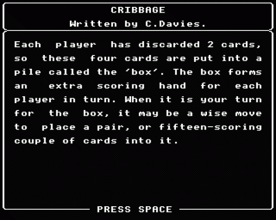 Cribbage Screenshot 18 (BBC B/B+/Master 128)